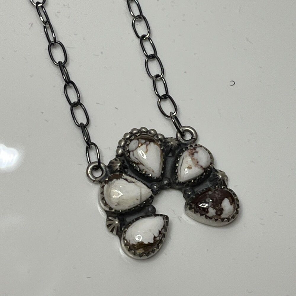 STERLING SILVER NATIVE AMERICAN SW WILD HORSE NECKLACE 16” w/extender Gunmetal - Picture 5 of 10